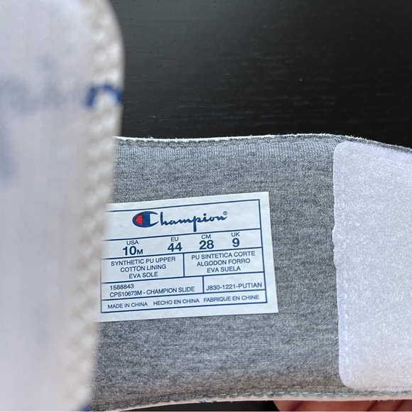 Champion Men’s Open Toe White Logo Slide Adjustable Closure EVA Sole Size 10 - Picture 8 of 9